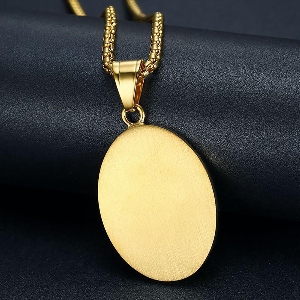 Hip Hop Iced Out Bling Virgin Mary Pendant Necklaces Female Gold Color Stainless Steel Madonna Necklace for Women Jewelry Gift