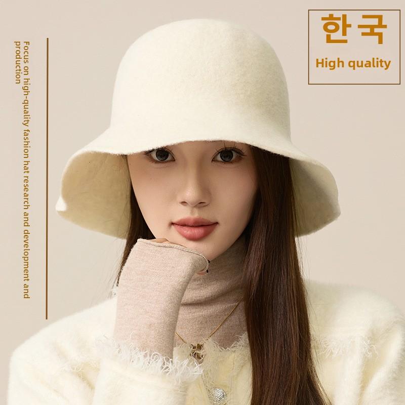 Designer Japanese Light Board Wool Fisherman Hat, Women's Foreign Style Counter Quality Shows the Face of Small Felt Basin Hat Tide