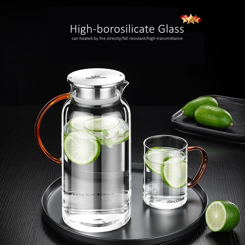 LFGB-Zertifizierung Ultra-Hartes Borosilikatglas Wasserkocher Sturzfest Feldflasche Familie 1800ml Getränkeflasche