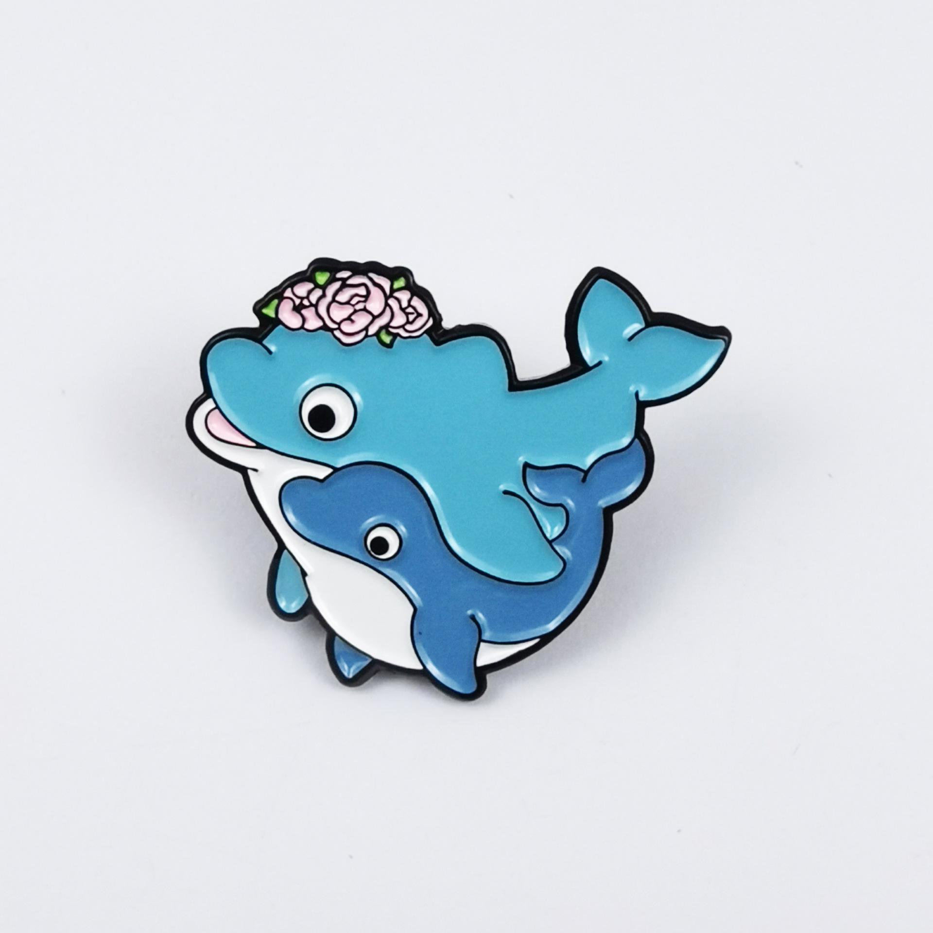 Creative Ocean Animal Brooch Set: Narwhal, Seahorse, Octopus Cartoon Pins for Backpacks