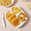 BJ Ceramic 3-Compartment Square Breakfast Plate