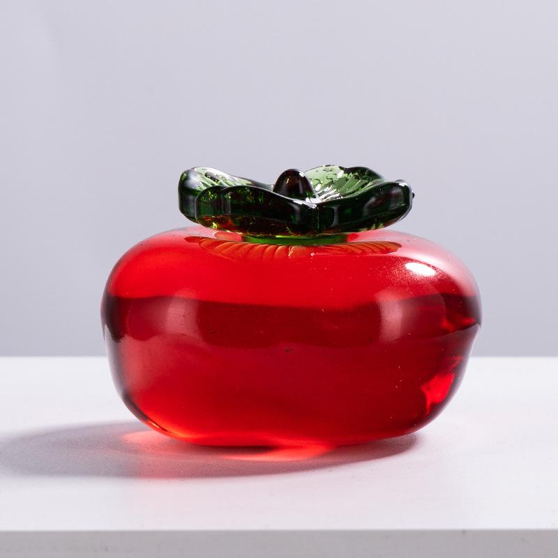 Crystal Fruit Display Stand with Persimmon and Pumpkin Ornaments: Simple Chinese-Inspired Home Decorations