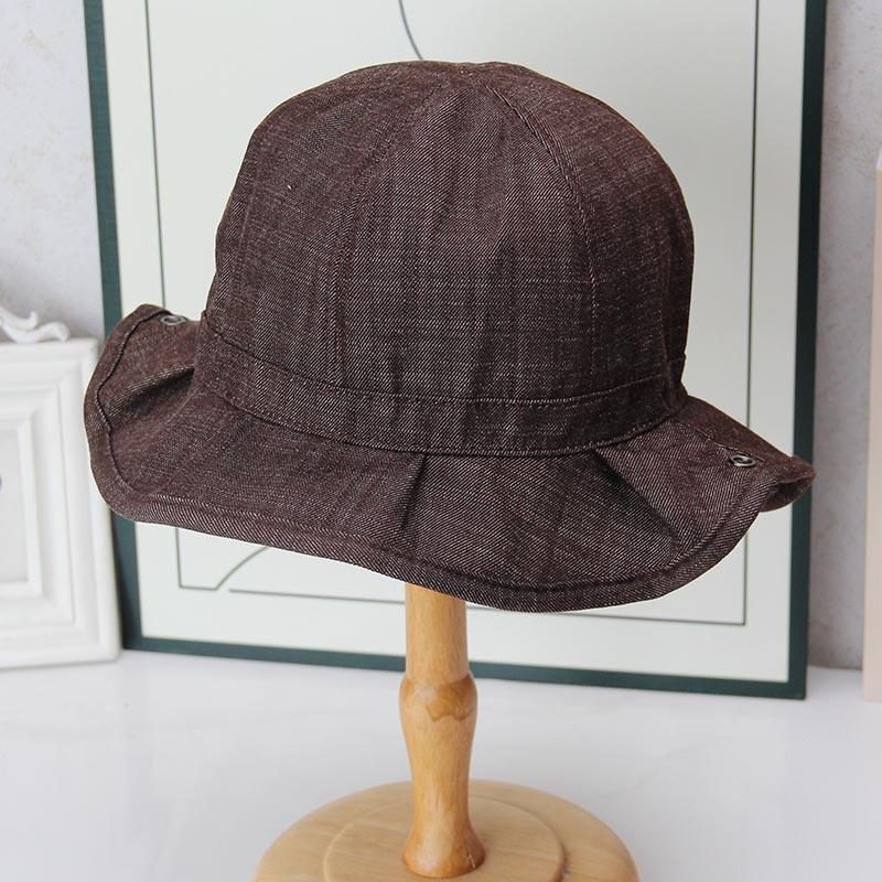 Foldable ruffle edge pleated dome bucket hat women's wide-brimmed outdoor travel shows small face daily versatile basin hat tide