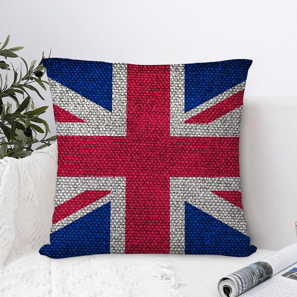 Union Jack Flag Pillow Case Plush Fabric Soft Pillowcase Double Sided Print Sofa Cushion Cover Throw Pillow Cover