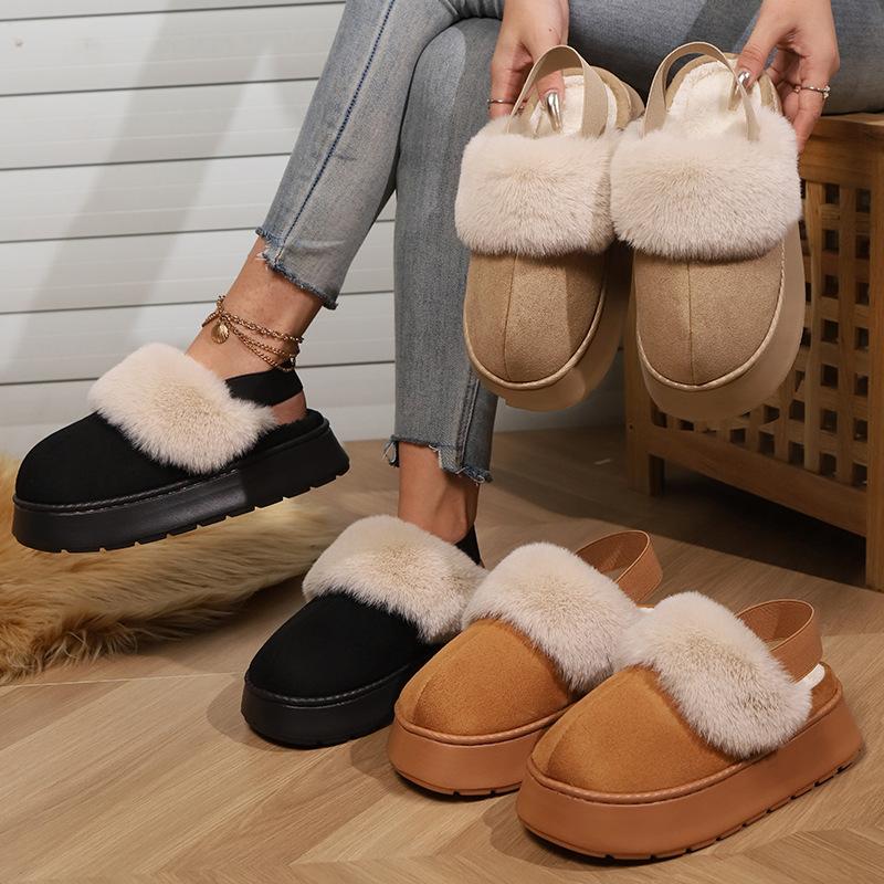 Cotton Shoes, Slippers, Women's Shoes, Thick-soled with Fleece for Warmth, and Snow Cotton Boots for Outerwear