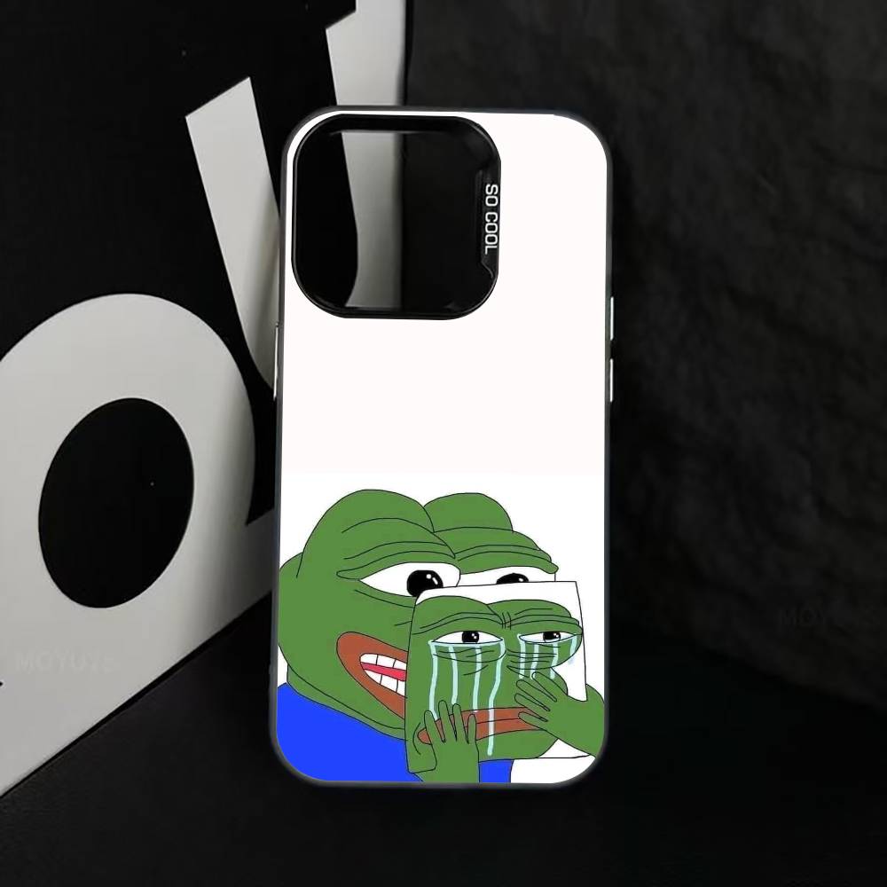 Sad Funny Frog Meme Phone Case For iPhone 17,16,15,14,13,12,11 Plus,Pro Max,XS,Colorful Silver Black Cover