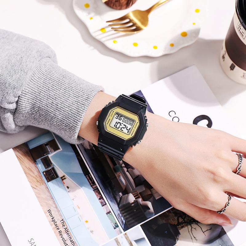 C08 Boys and Girls Student Electronic Watch Macaron Color Men's and Women's Sport Alarm Clock Waterproof Square Watches