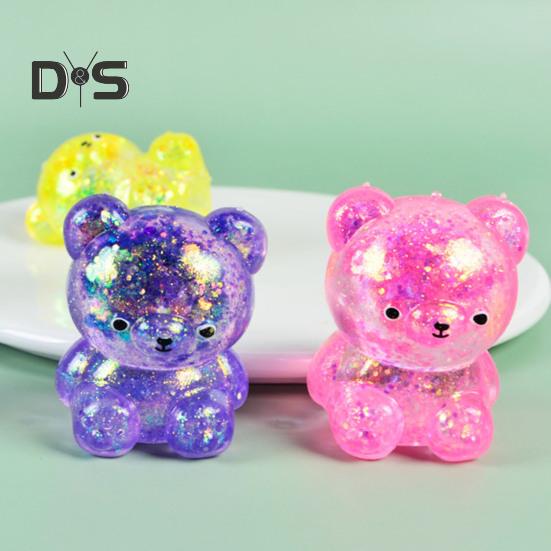 4/8Pcs Squeeze Bear Toys Mini Sequins Bear Figures Squeeze Ball Toy Finger Fidget Sensory Toy for Kids Adults Stress Relief
