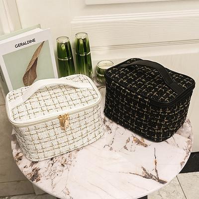 Cosmetic Bag Large Capacity Portable Handbag Woven Cosmetics Makeup Brush Storage Household Travel Wash Bag