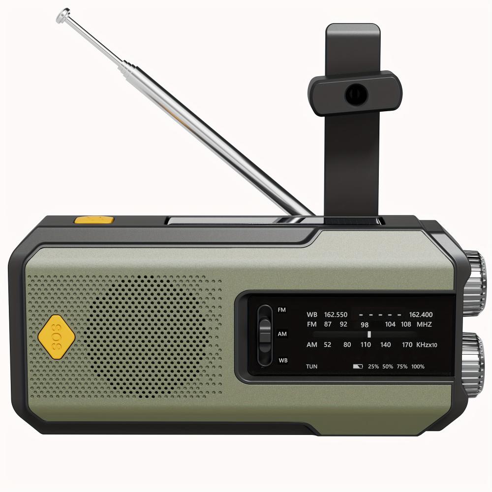 Hand Radio Portable AM/FM Radio, Weather Broadcast Emergency Hand Light Strip, Type-C Mobile Phone Charger and SOS Alarm Function