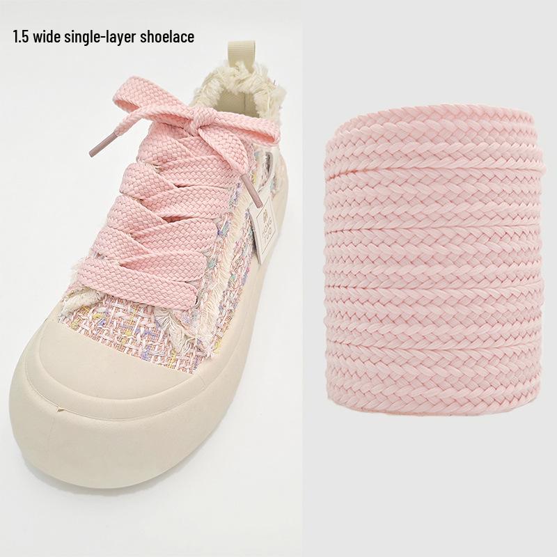 1,5 Zoll dicke flache Schnürsenkel für Schuhe mit großem Loch, Freizeit- oder weiße Schuhe - Pink, einlagig, ein Paar