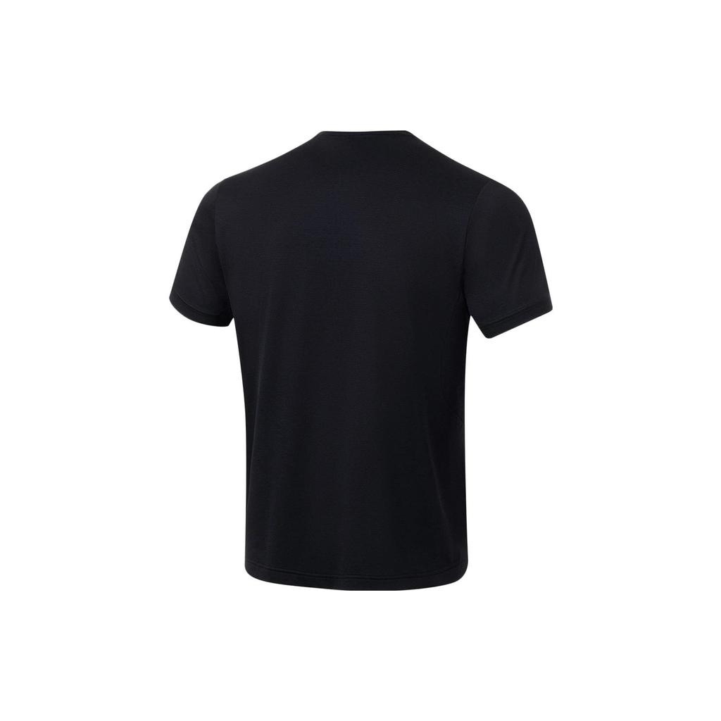 Li Ning Fitness Series Letter Print Moisture Wicking Quick Dry Short Sleeve T-Shirt Men Tops Black ATST051-1