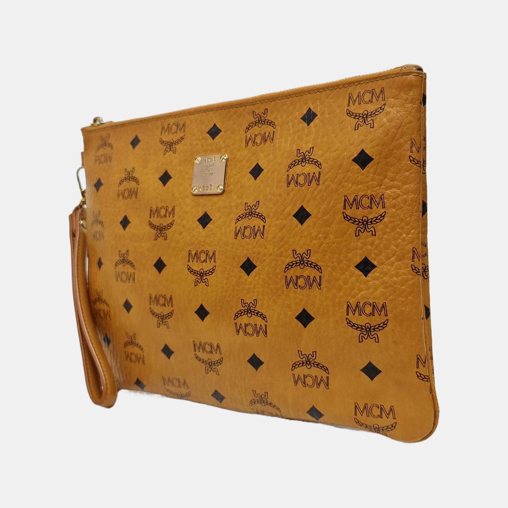 [Pre-Owned] Monogram Print Zipper Closure Faux Leather Clutch Bag Medium - Very Good #F57THA