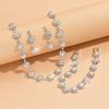 Claw Chain Full Diamond Necklace Rhinestone Earrings Bracelet Set Three-Piece Collarbone Chain Dinner Dress Accessories