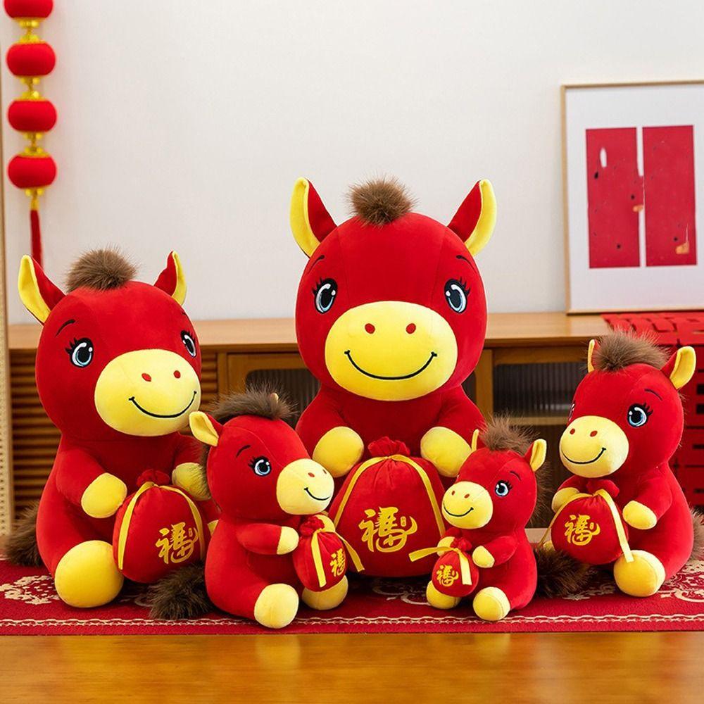 Year of Horse 2026 Zodiac Pony Figurine Cute Stuffed Animal Toys Plush Horse Doll  School Dorm