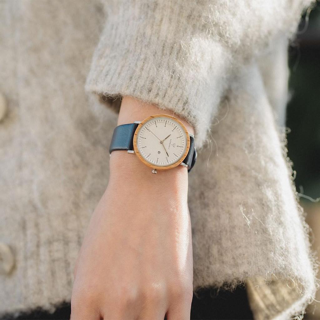 Kabholz Amelie Oak Navy Wooden German Water Officially Navy Watch, Design, Resistant, Imported, WAME0621, Men's