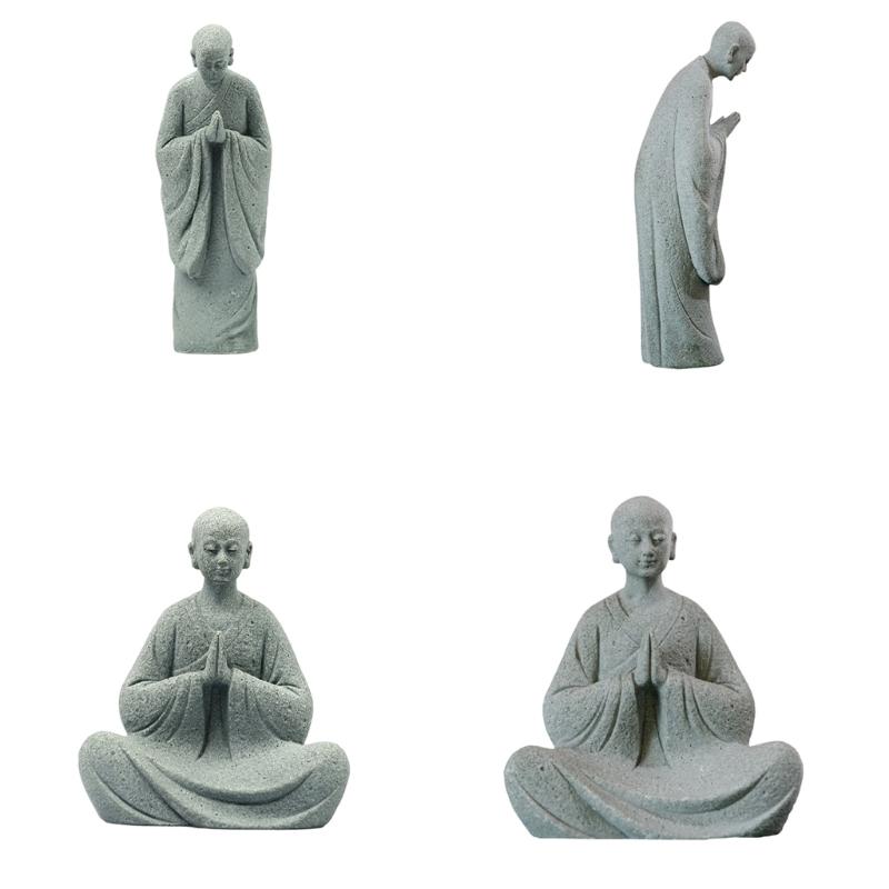 Praying Monk Statue Buddhas Statue Figurines Aquarium Decorations for Garden Outdoor Indoor Ornament Fish Tanks Decors