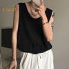Men Vest Sleeveless Round Neck Solid Color Vest Loose Fit Casual Sport Tank Tops Streetwear Daily Wear
