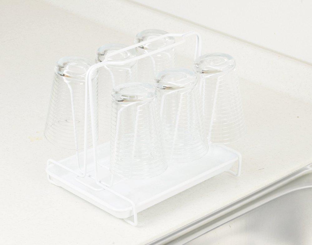 Pearl Metal Glass Stand with Tray, Blanc Kitchen HB-3609 White (approx.) Width 22 x Depth 16.5 x Height 18.5 cm