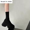 Punk Style Platform Women Ankle Boots Fashion Stretch Slim Shoes Autumn Winter Thick Heel Ladies Elegant Short Booties