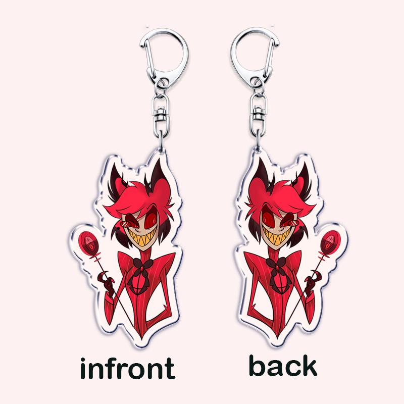 Heiß Populär Anime Cartoon Dämon Figur Schlüsselanhänger für Zubehör Tasche Angel Dust Schlüsselanhänger Ring Schlüsselring Schmuck Fans Freunde Geschenke