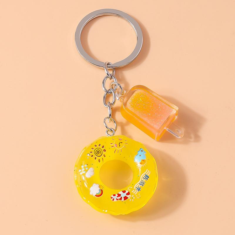 Cute Rein Simulation Swim Ring Keychain Ice Cream Key Rings Pendants for Key Holder Women Girls Handbag Decor Jewelry Gifts