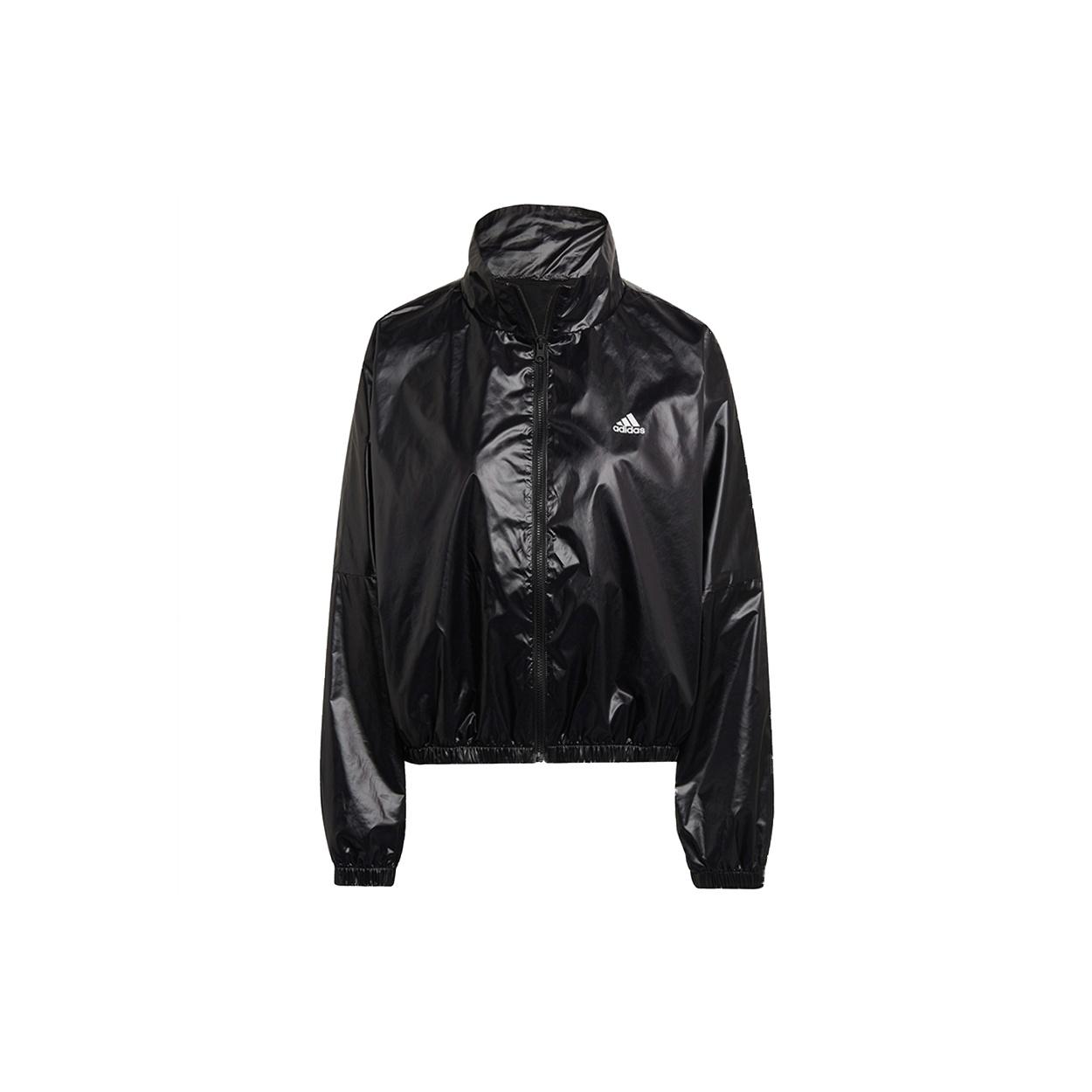 (WMNS) adidas Wvn Jacket Logo Printing Glossy Stand Up Collar Jacket Coat Black Women s HI1197 L