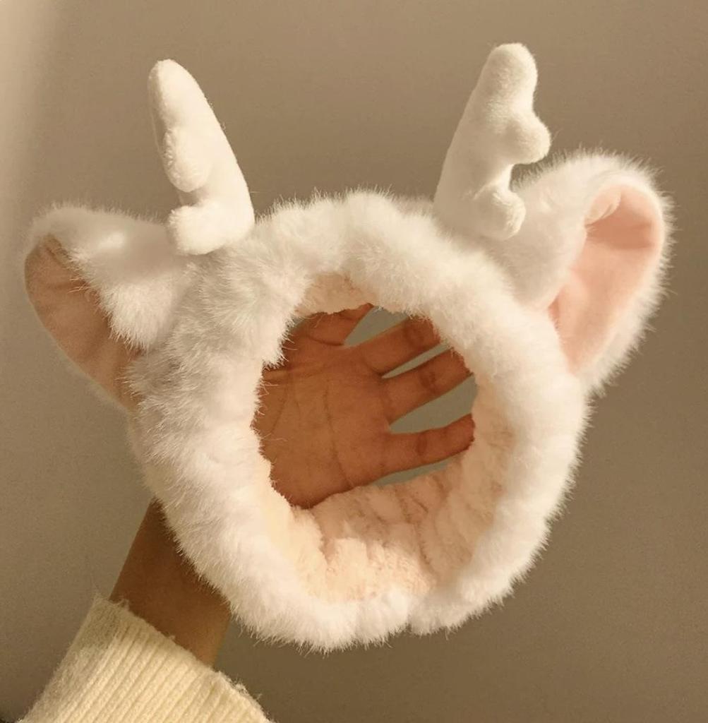 Maroon Dragon Horn Plush Headband - Cartoon Antlers for Face Wash & Fun Performances