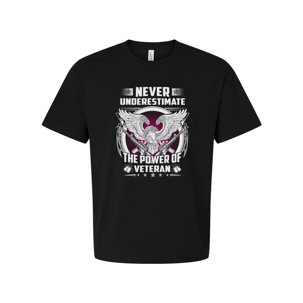 Never Underestimate The Power Of Veteran Unisex T Shirt With Eagle Wing Graphic S