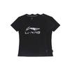 Li Ning Big Logo Breathable Cultural Fitted Straight-Cut Short Sleeve T-Shirt Women Tops Black AHSS774-1