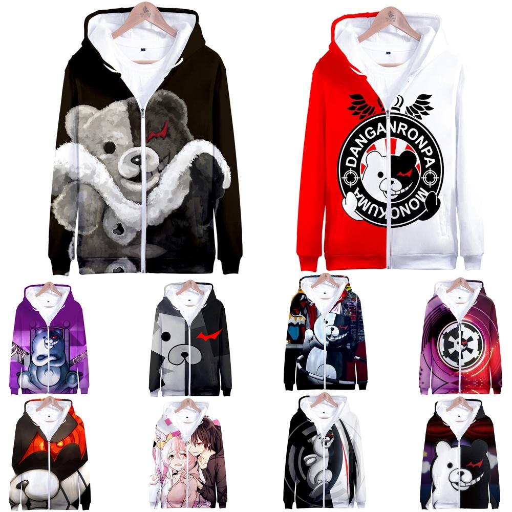 Cozy Danganronpa Monokuma Hoodie With Vibrant 3d Print For Anime Fans