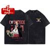 Summer 2025 Short Sleeve Tee Anime One Piece Luffy Nami Graphic T Shirt Man  Clothes Vintage Washed Women Oversized Gym Tops