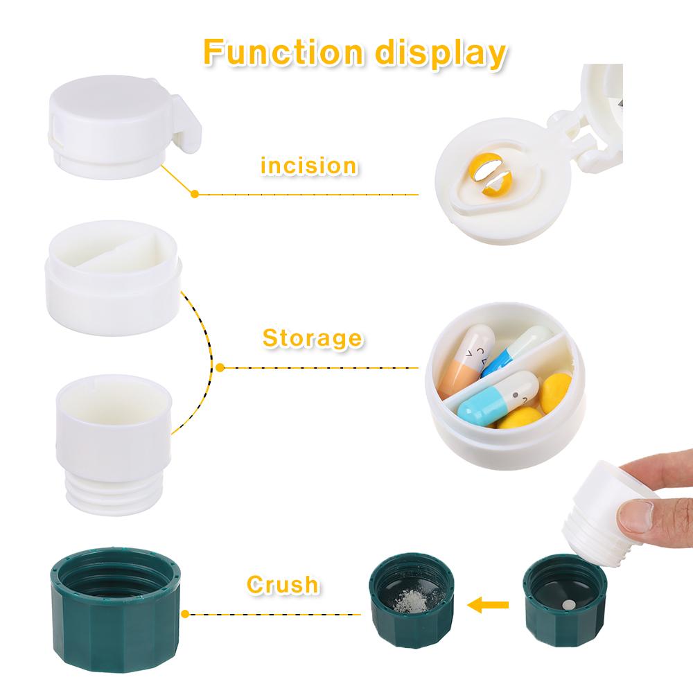 Pill Chopper 3 in 1 Pill Box Container Pill Cutter Portable Tablets Medicine Cutter Pill Crusher