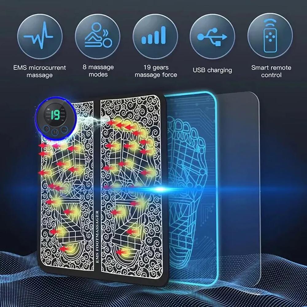 Intelligent Foot Massage Pad 8 Modes 19 Levels of Multifunctional Foot Massage Fatigue Relief Massage Instrument USB Charging