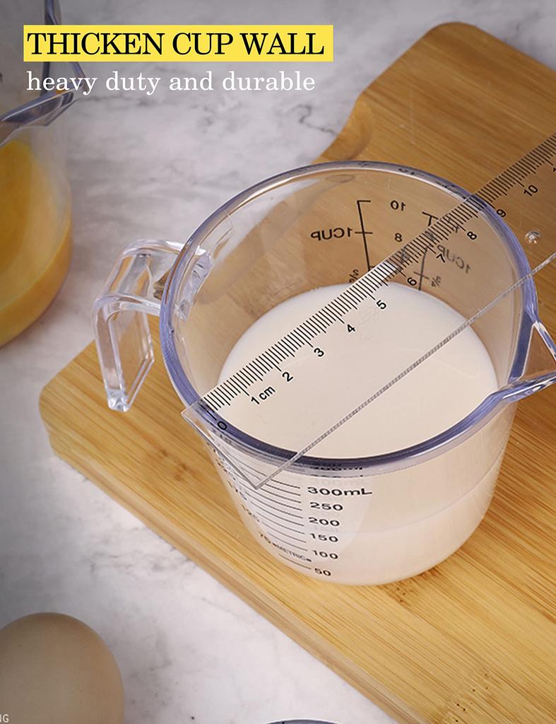 Transparent plastic measuring cup set 300ml 600ml 1000mL 3PCS