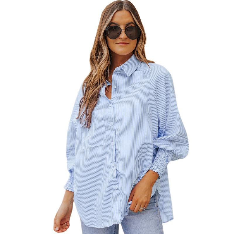 YYFS Γυναικεία μόδα Casual Άνοιξη Φθινόπωρο μονόχρωμη στάμπα με μακρυμάνικο POLO μπλούζες και πουκάμισα με λαιμόκοψη