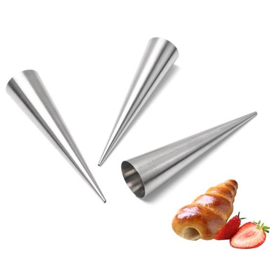 Stampo per croissant a spirale in acciaio inox a forma di cono appuntito, strumento per la cottura al forno