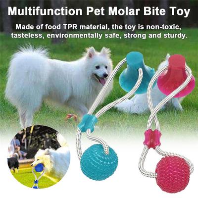 Çok İşlevli Pet Molar Bite Oyuncak Vantuzlu Kendi Kendine Oynayan Lastik Top Oyuncak