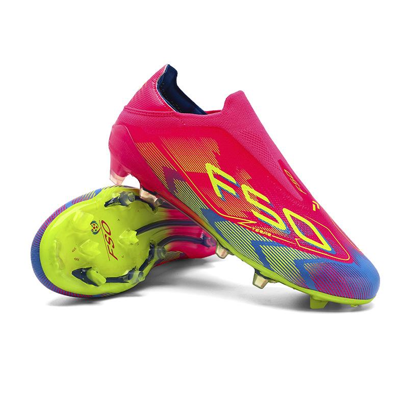 New Shoelaces-free Sneakers Colorful Football Shoes Spikes Youth Adult Grass Training Shoes Men and Women