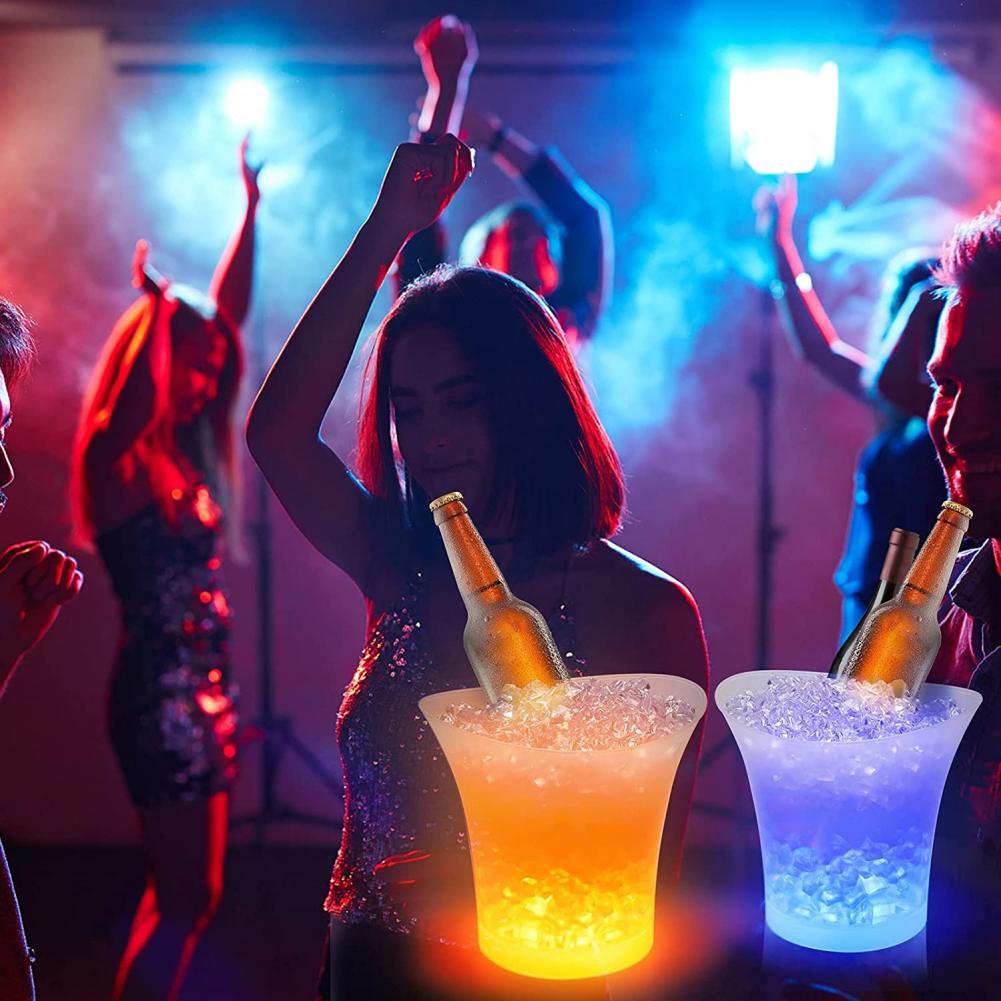LED-Eiskübel, 5 l, großes Fassungsvermögen, Wein-Eiskübel, Getränkebehälter mit mehreren wechselnden Farben für Party/Zuhause/Bar