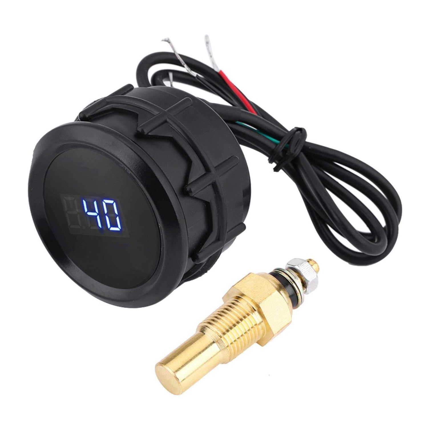KIMISS Digital Water Temp Gauge, 2 Inch 52mm Blue LED Digital Water Temperature Gauge Kit with Temp Sensor Black for Car & Truck