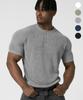 DRIX Washable Linen Muscle Fit Henley Neck Half Knit_5 Colors