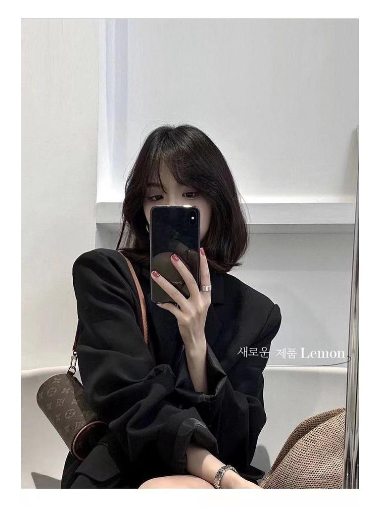 High-End Damen Schwarzer Petite Blazer Jacke – 2025 Frühling/Herbst Koreanischer Stil Lässiger Anzug