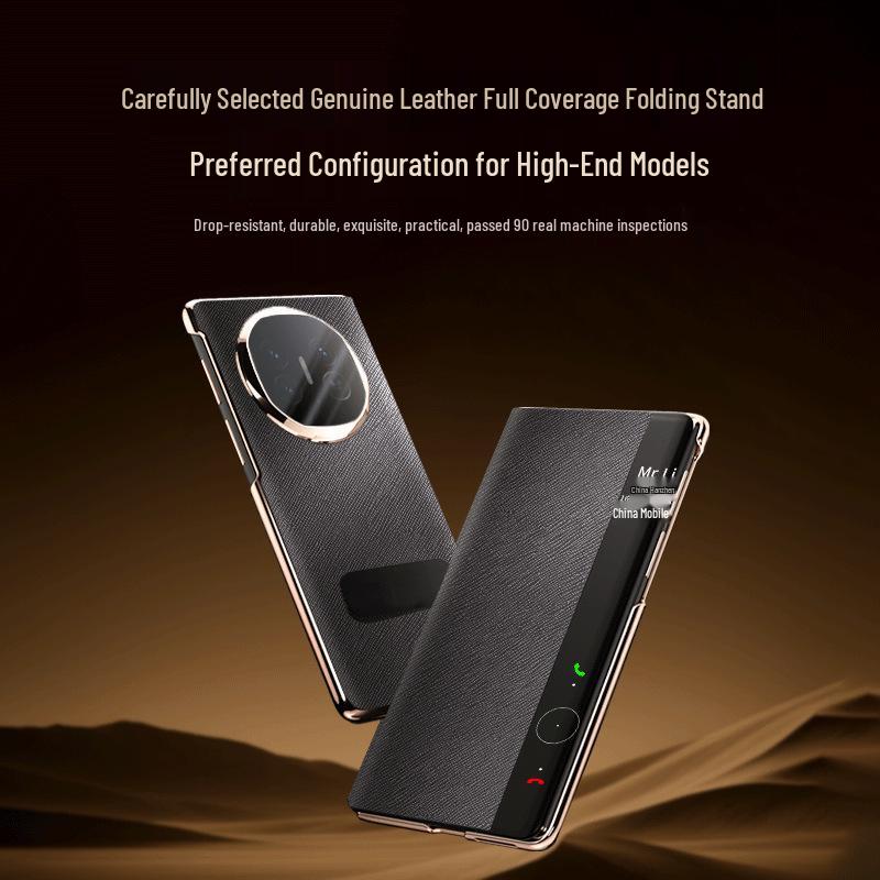 Huawei Mate X6 Foldable Full-Cover Flip Leather Case with Rotating Bracket and Smart Window.