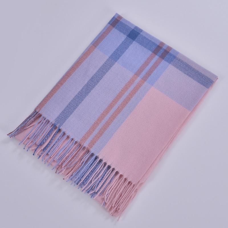 Autumn and Winter Fringed Double-sided Scarf Classic Fashion Color Plaid Warm Scarf Autumn and Winter Cashmere Scarf