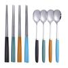 8Pcs Korean Dishware Collection Premium Silverware Collection 304 Stainless-steel Meal Collection Colors Spoon Dinnerware Spoon Chopsticks Silverware