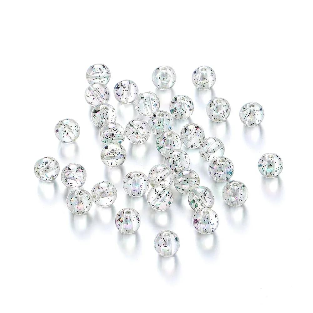 TX59 8 /10mm Acrylic Round Beads Transparent Straight Hole Spacer Beads Jewelry Making Diy Bracelet Necklace Handmade Material