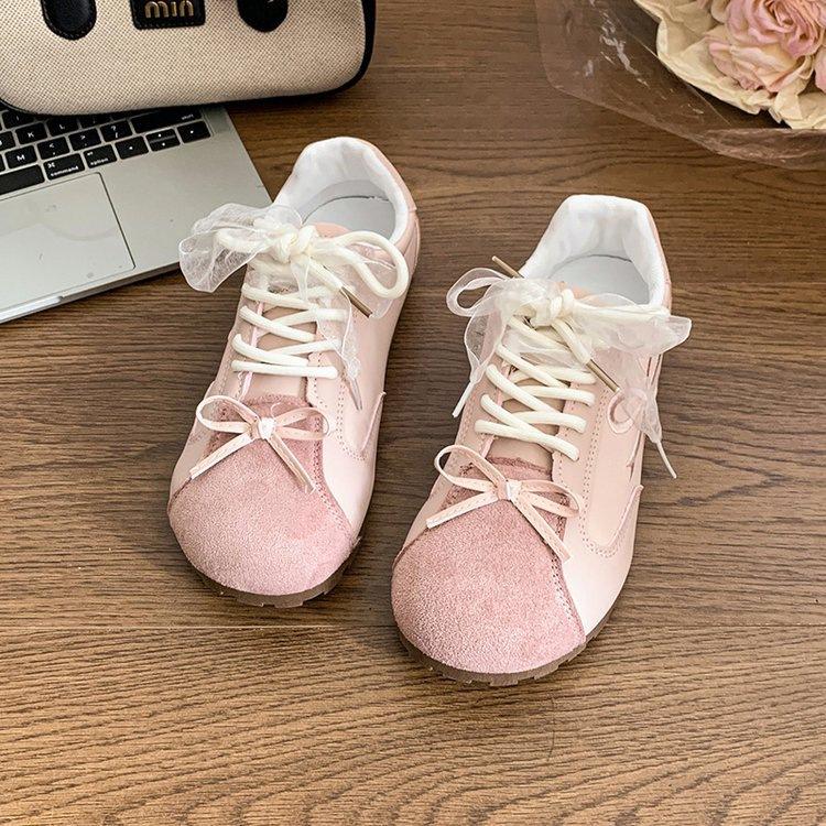 Ballet style bow German training shoes spring new flat-soled soft-soled breathable sports and leisure shoes