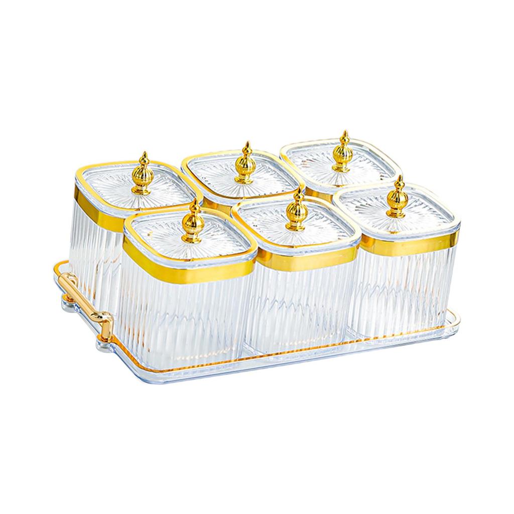 Condiment Jar with Tray and Lid Storage Container Seasoning Jar Divided Seasoning Box for Party Salt Nuts Dish Cruet Pepper