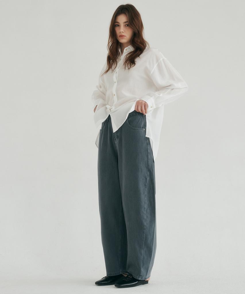 LOSSYROW Curved Wide Denim Pants Blue Charcoal